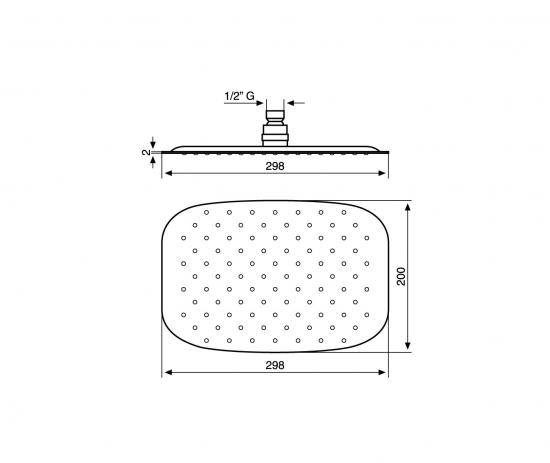 SOFFIONE DOCCIA C06678 RETTANGOLARE 30X20 ACCIAIO INOX ULTRASOTTILE ANTICALCARE MADE IN ITALY