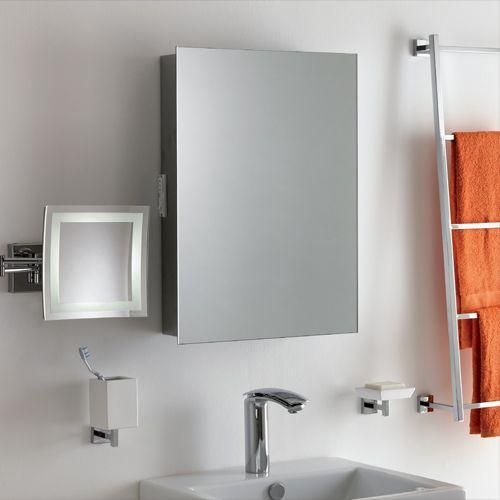 SPECCHIO CON CONTENITORE IN ACCIAIO INOX CM.45X 62 P.14 MADE ITALY