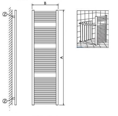 TERMOARREDO 120X55 BIANCO RAL9010 ATTACCHI LATERALI SU MISURA PER SOSTITUZIONE