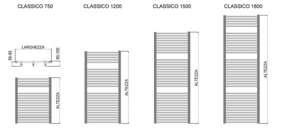 TERMOARREDO 120X55 BIANCO RAL9010 ATTACCHI LATERALI SU MISURA PER SOSTITUZIONE