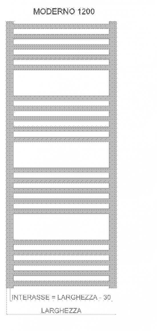 TERMOARREDO ACCIAIO BIANCO MODERNO CM.120 X 53 INTERASSE CM.50 ITALY