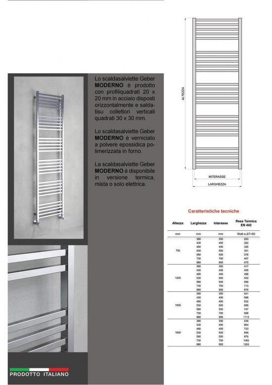 TERMOARREDO ACCIAIO BIANCO MODERNO CM.150 X 43 INTERASSE CM.40 ITALY