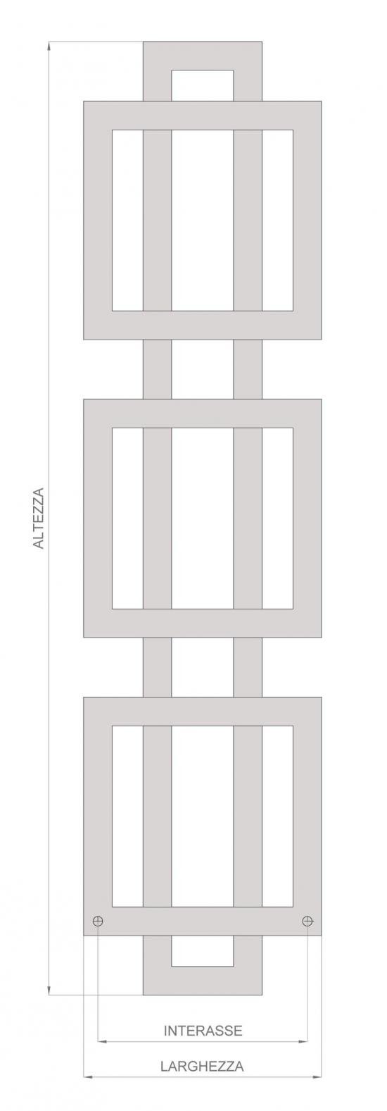 TERMOARREDO ACCIAIO BIANCO QUADRO T  L 450  H 1750 BIANCO RAL9010