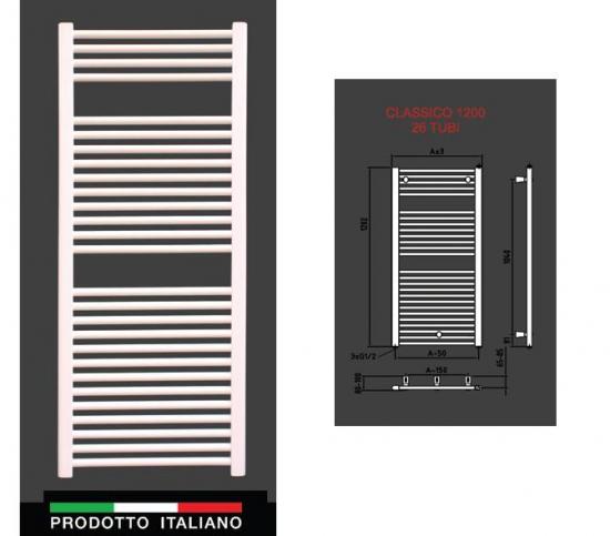 TERMOARREDO ELETTRICO ACCIAIO BIANCO CLASSICO CM. 120X50 RESISTENZA 500W