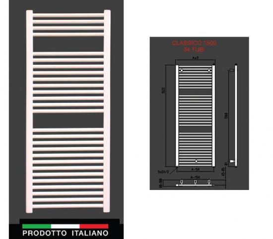 TERMOARREDO ELETTRICO ACCIAIO BIANCO CLASSICO CM. 150X50 RESISTENZA 700W