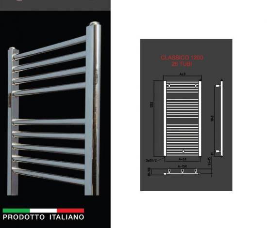TERMOARREDO ELETTRICO ACCIAIO CROMATO CLASSICO CM. 120X50 RESISTENZA 500W