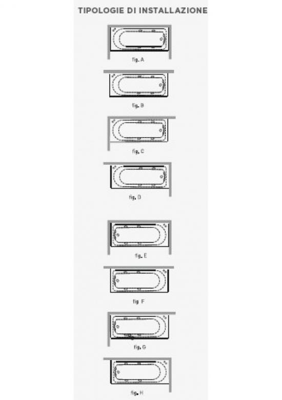 VASCA ALFA 170X80 TELAIO 2 PANNELLI IDROMASSAGGIO WHIRLPOOL 6 JET E RUBINETTERIA