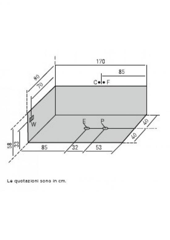 VASCA ALFA 170X80 TELAIO 2 PANNELLI SENZA IDROMASSAGGIO E SENZA RUBINETTERIA