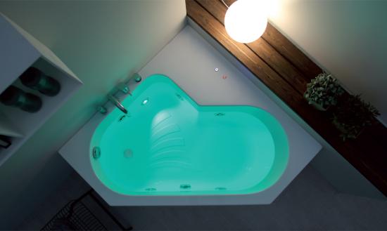 VASCA ANGOLO 120X120 DIAMANTE TELAIO PANNELLO IDROMASSAGGIO WHIRLPOOL CROMOTERAPY