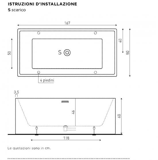 VASCA FREE-STANDING IN ACRILICO GIADA RETTANGOLARE 167X80