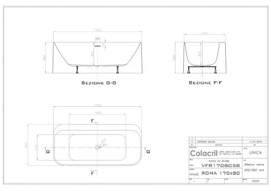 VASCA FREE-STANDING IN ACRILICO ROMA 170X80