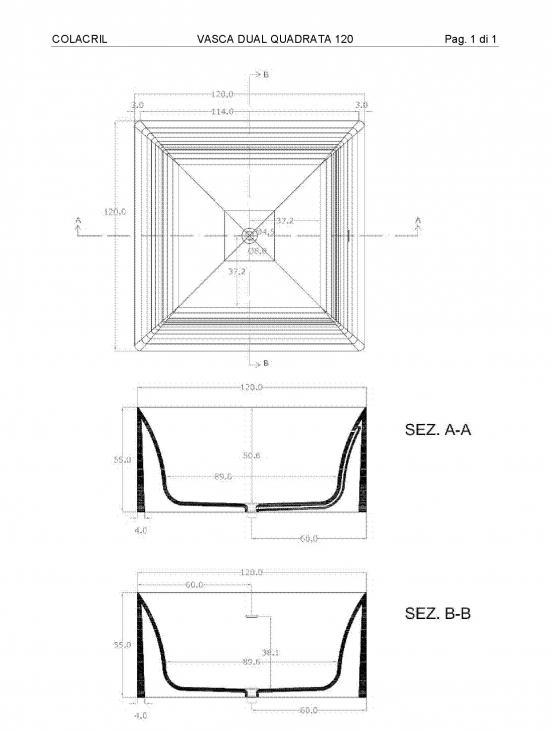 VASCA FREE-STANDING QUADRATA 120X120 IN POLYMINERAL