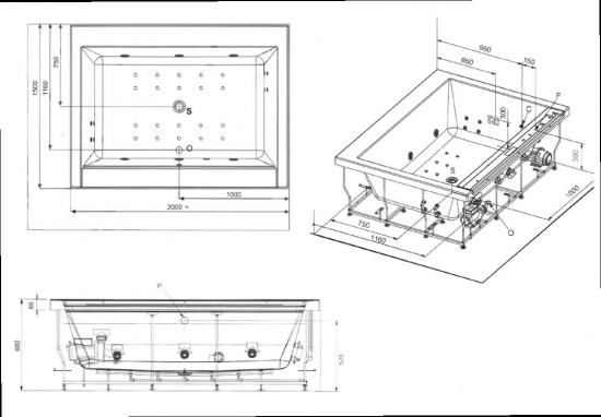 VASCA IDROMASSAGGIO 200X150 PORTOFINO IDROMASSAGGIO CROMOTERAPIA COMPLETA DI TELAIO 2 PANNELLI E RUBINETTERIA BORDO VASCA