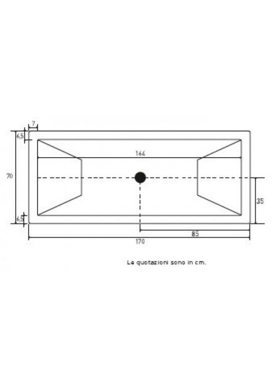 VASCA IRIS 170X70 TELAIO 2 PANNELLI SENZA IDROMASSAGGIO E SENZA RUBINETTERIA