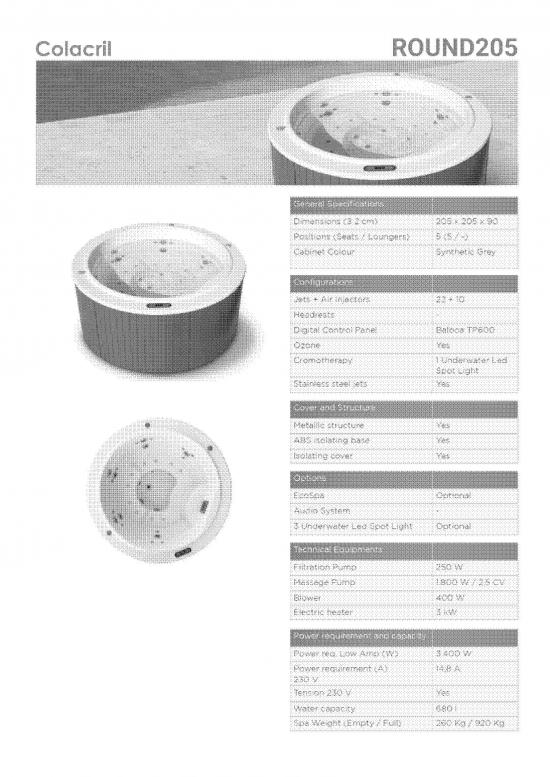 VASCA MINIPISCINA OUTDOOR ROUND205 IDROMASSAGGIO 5 SEDUTE FREESTANDING O INCASSO