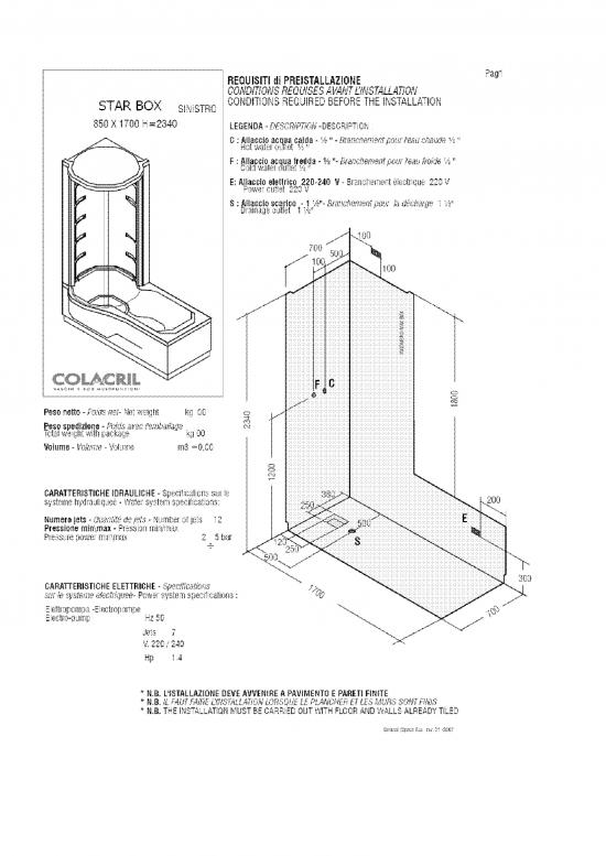 VASCA RETTANGOLARE 170X70/85 STARBOX CON TELAIO E PANNELLI NON IDROMASSAGGIO