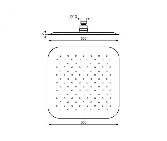 SOFFIONE DOCCIA C06677 QUADRO 30X30 ACCIAIO INOX ULTRASOTTILE ANTICALCARE MADE IN ITALY